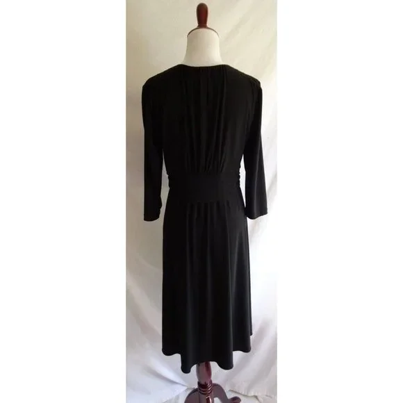 Chico's Tie Waist Jersey Knit Black Dress - Size 1 (Med / 8) - Picture 6 of 11